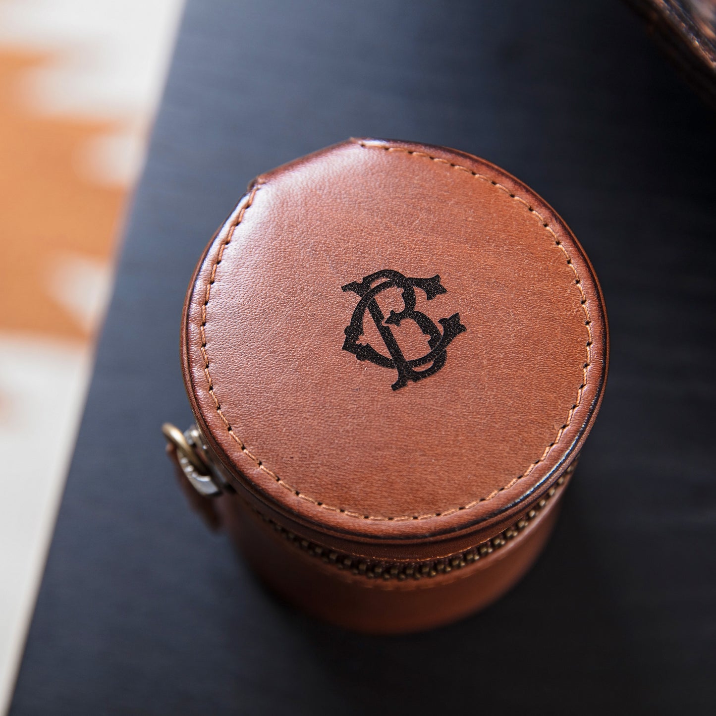 Monogram Leather Travel Jewellery Case Set - Round
