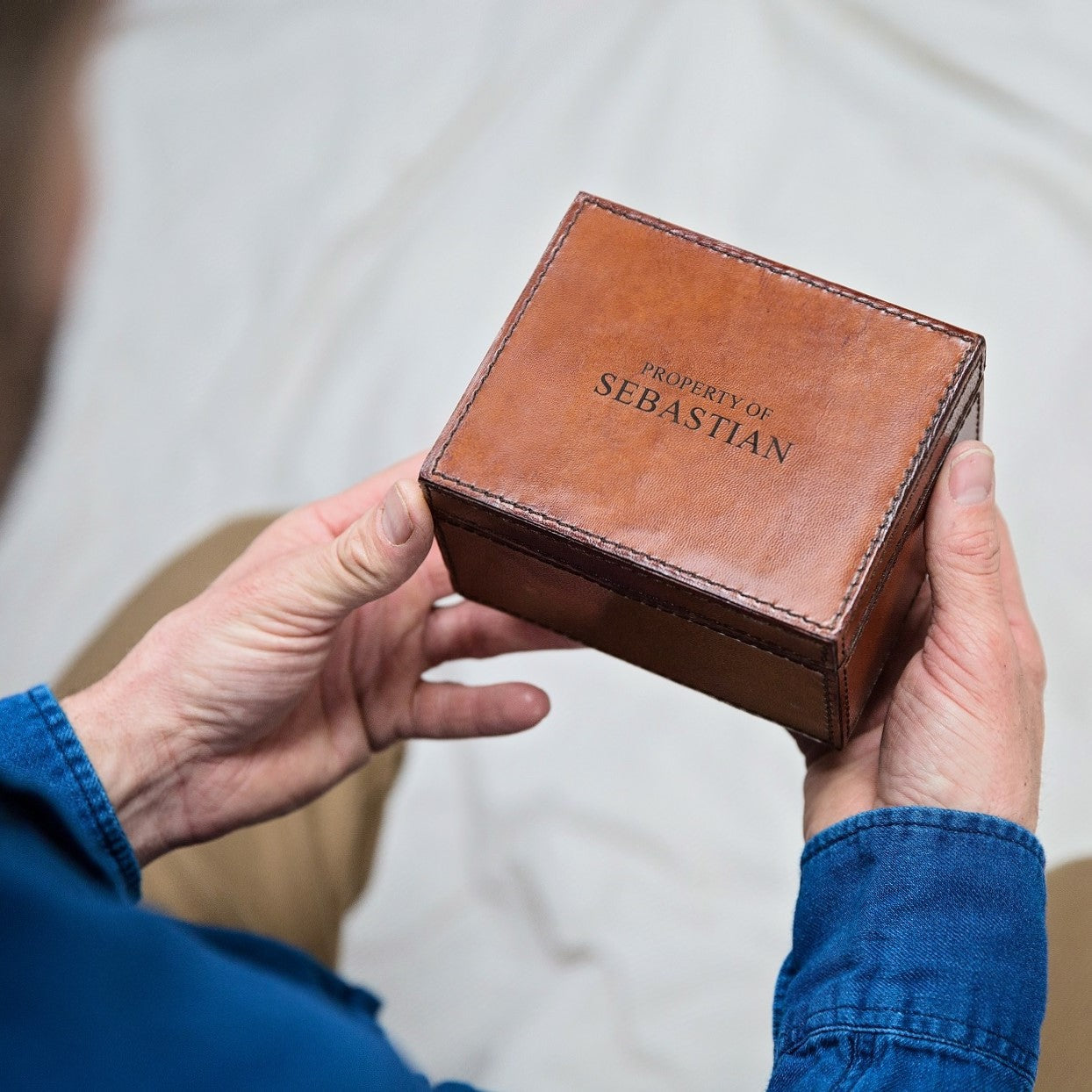 Leather Men's Jewellery Box - Rectangle