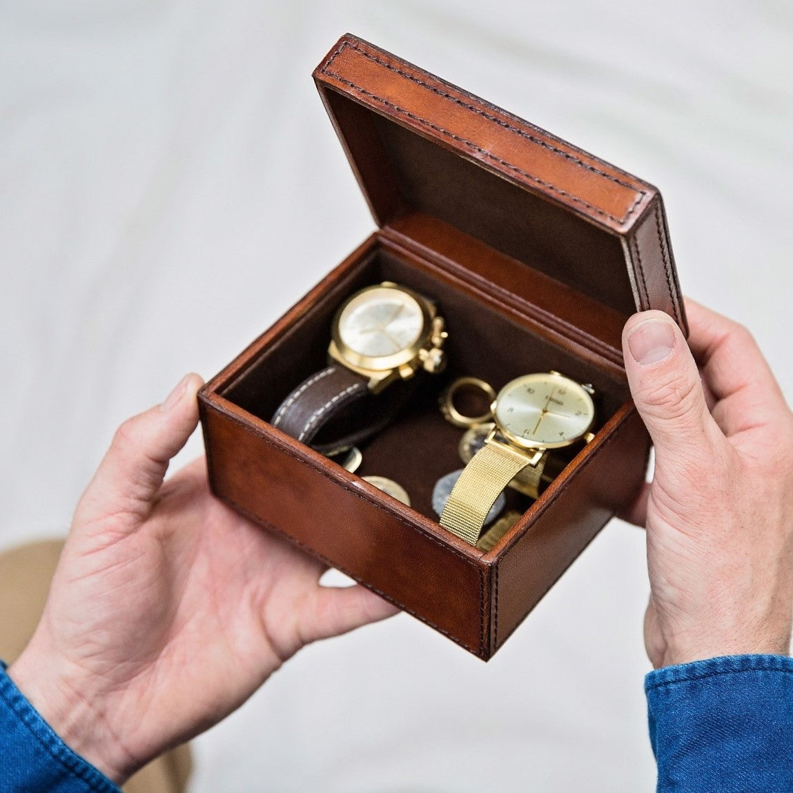 Leather Men's Jewellery Box - Rectangle