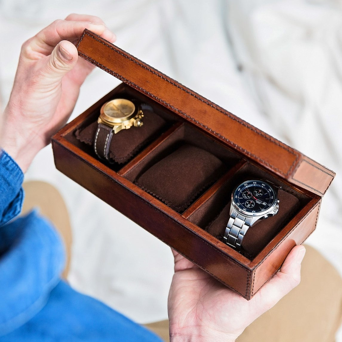 Leather Watch Box Large