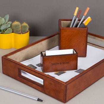 Leather Desk Tray - Tan