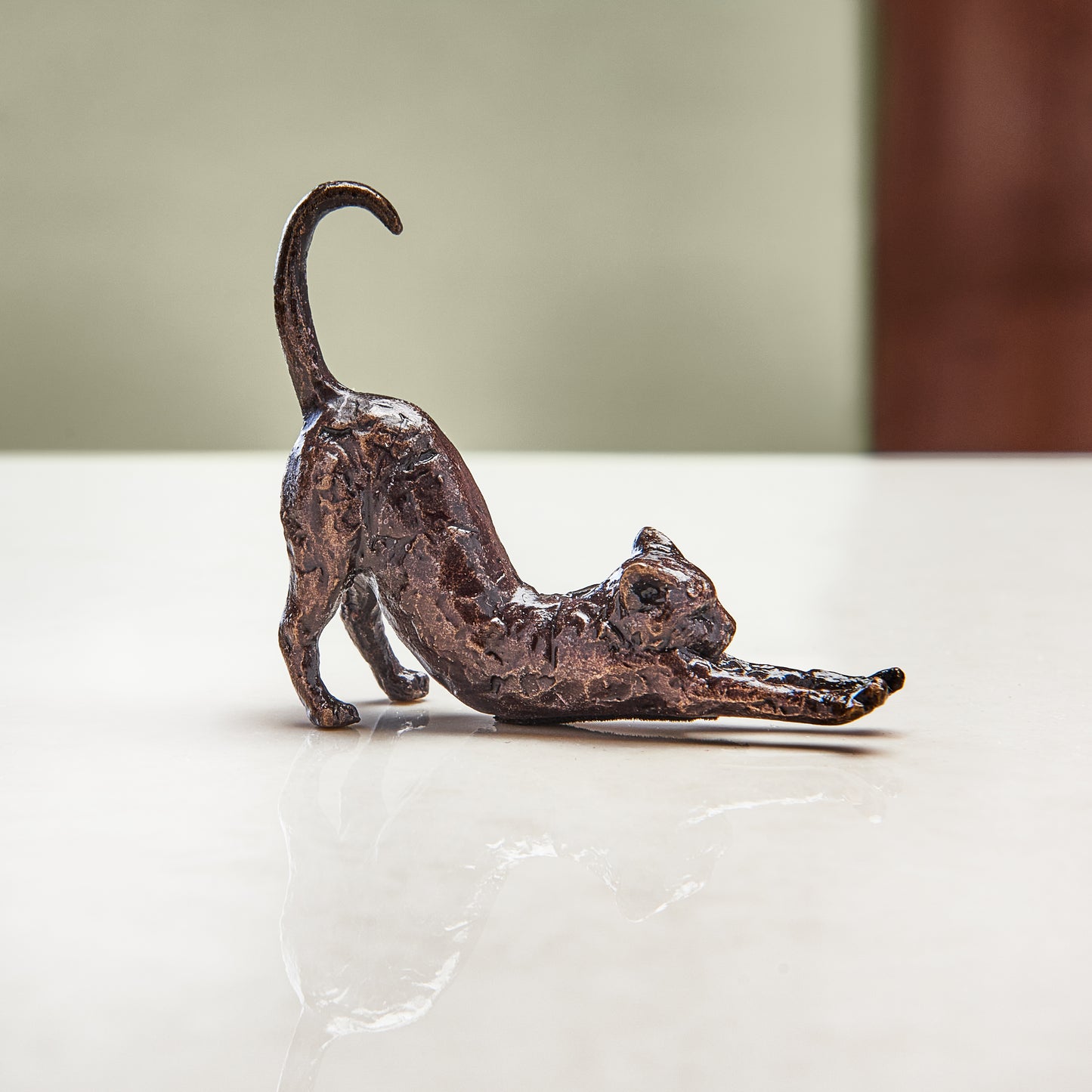 
                  
                    Miniature Bronze Sculpture - Cat Stretching
                  
                