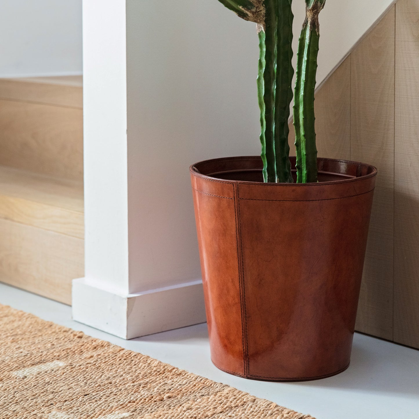Leather Plant Pot - Tan
