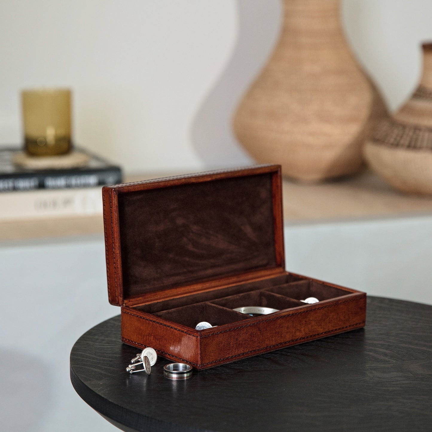 Leather Cufflink Box - Classic