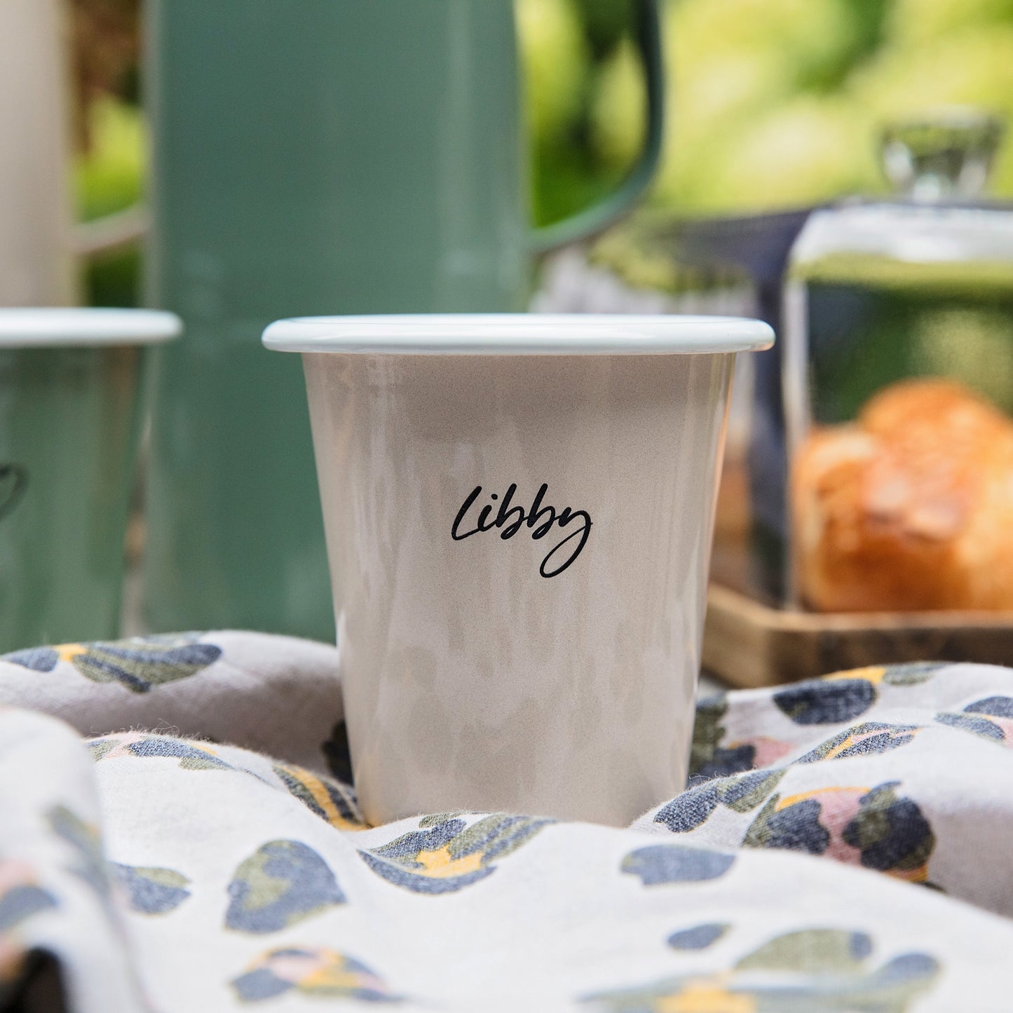 Falcon enamel tumbler in Cream. Gift individually or as a set.