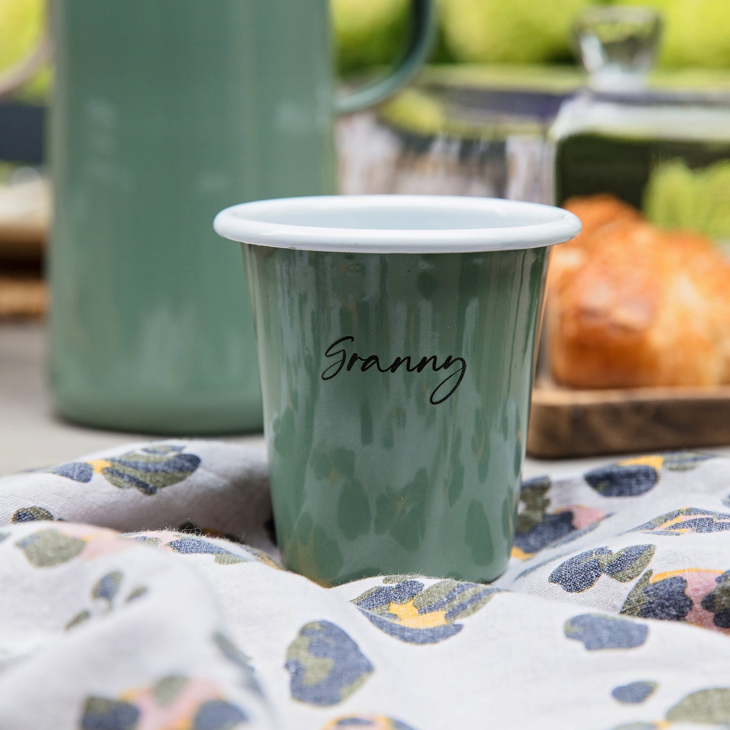 Falcon enamel tumbler in Tarragon green. Gift individually or as a set.