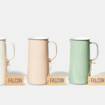 Falcon enamel jug in Tarragon green. 10-year anniversary gift.