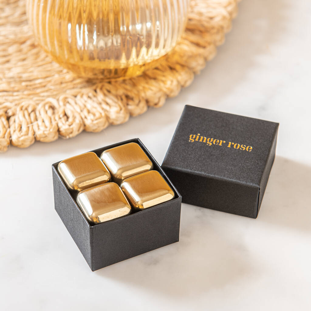 Gold Stainless Steel Ice Cubes - Birthday Gift