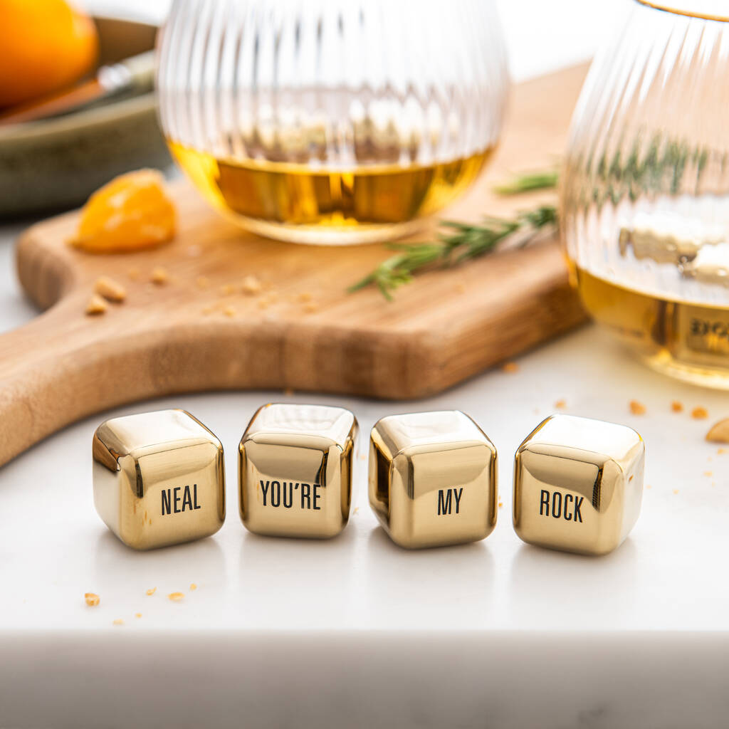 Gold Stainless Steel Ice Cubes - Personalised