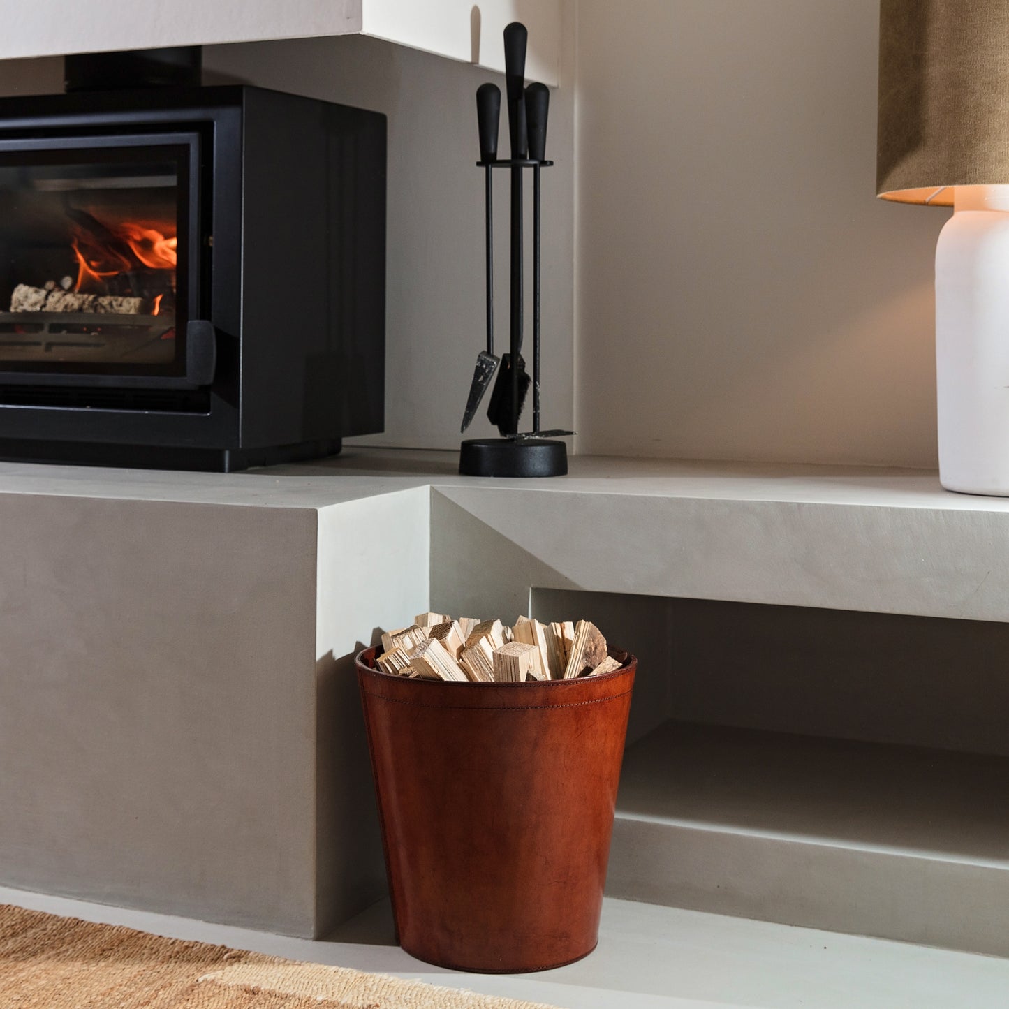 Leather Kindling Bin - 2 colours