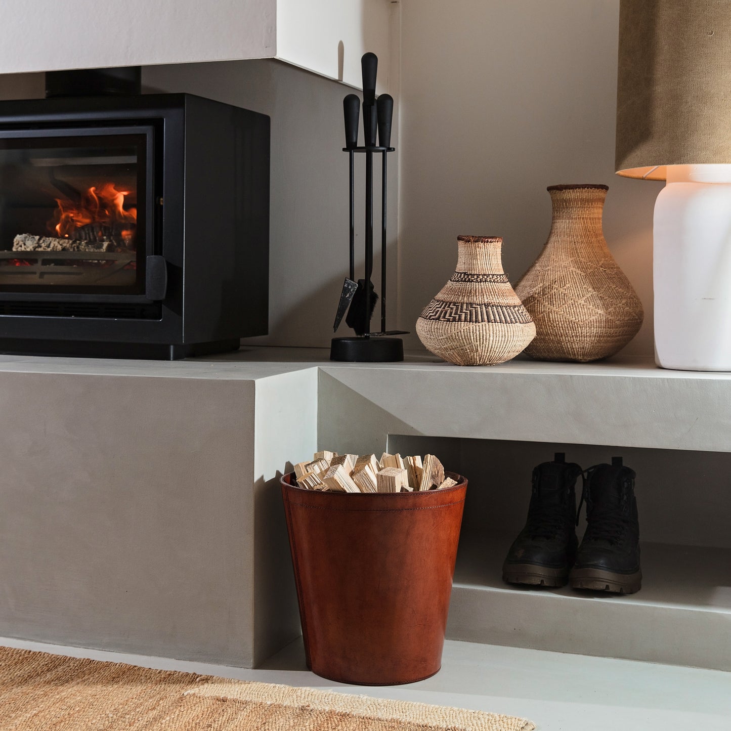 Leather Kindling Bin - 2 colours