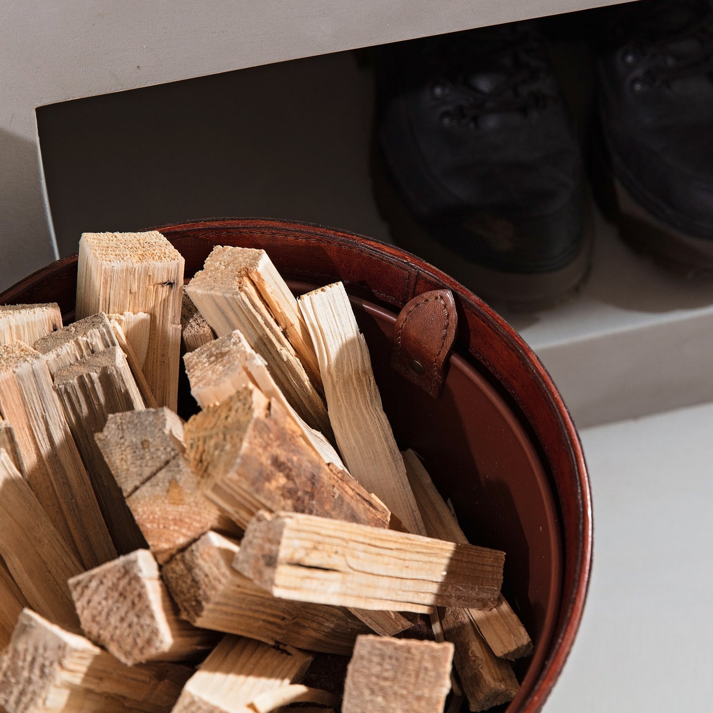 Leather Kindling Bin - 2 colours