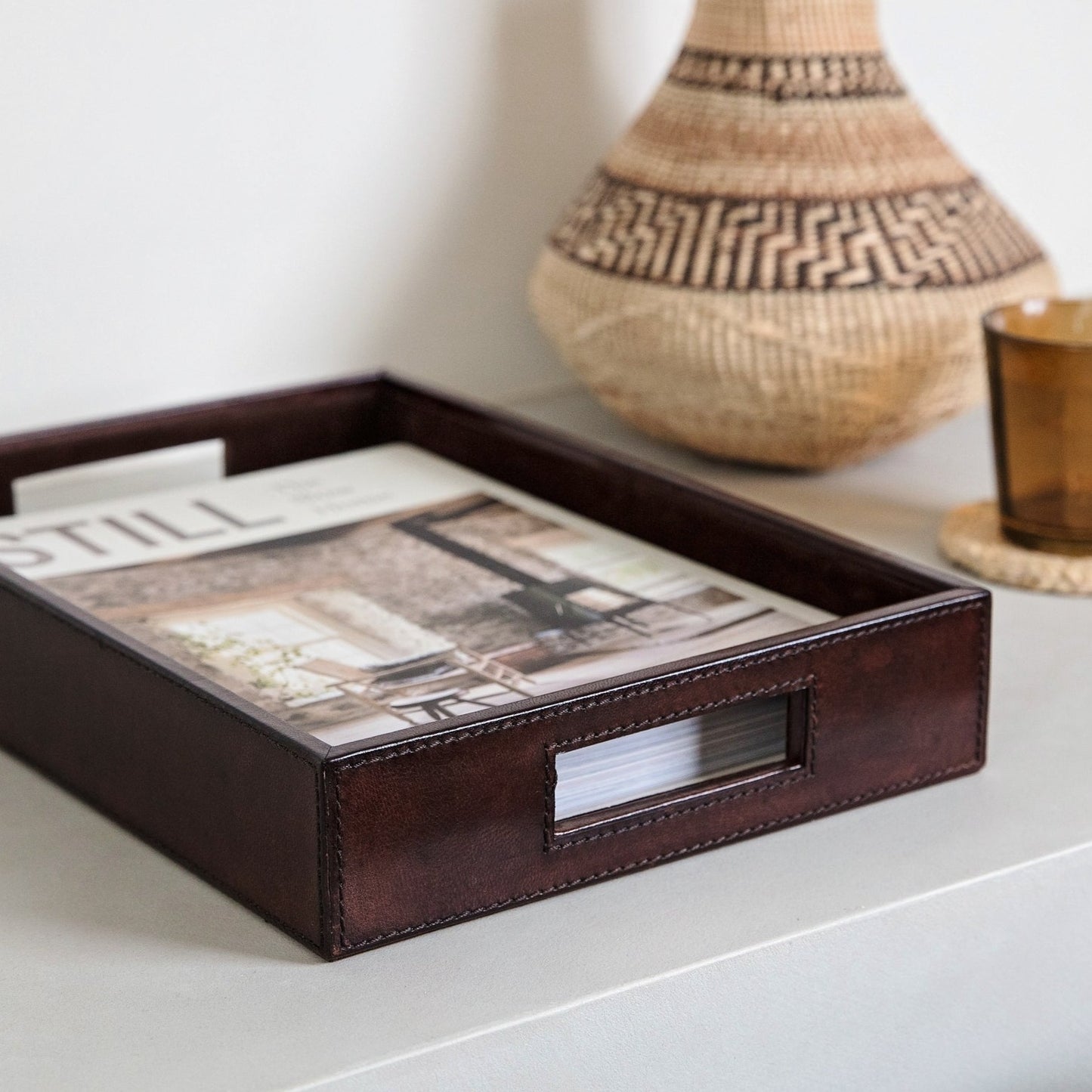 Leather Desk Tray - Brown