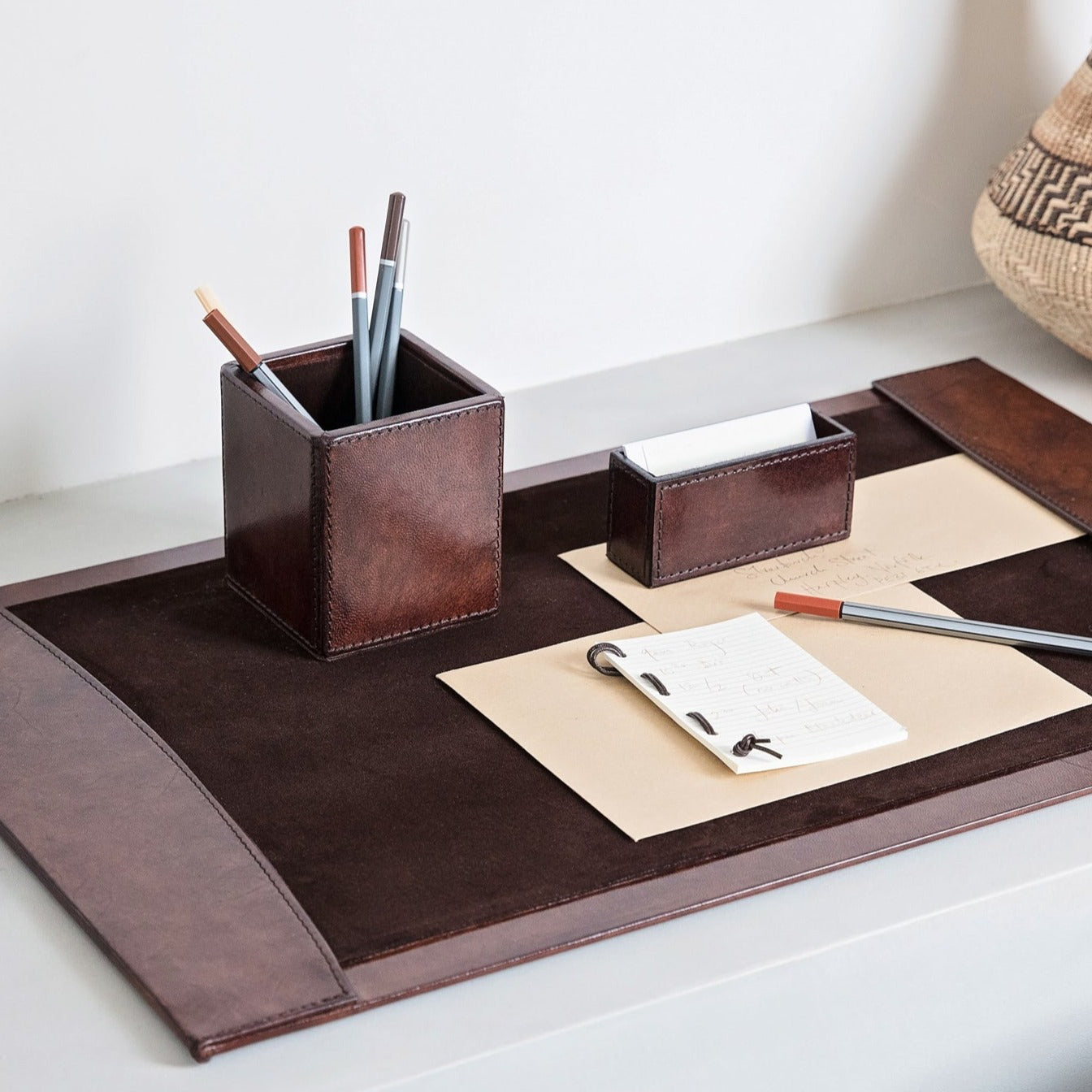Leather Desk Blotter - Brown