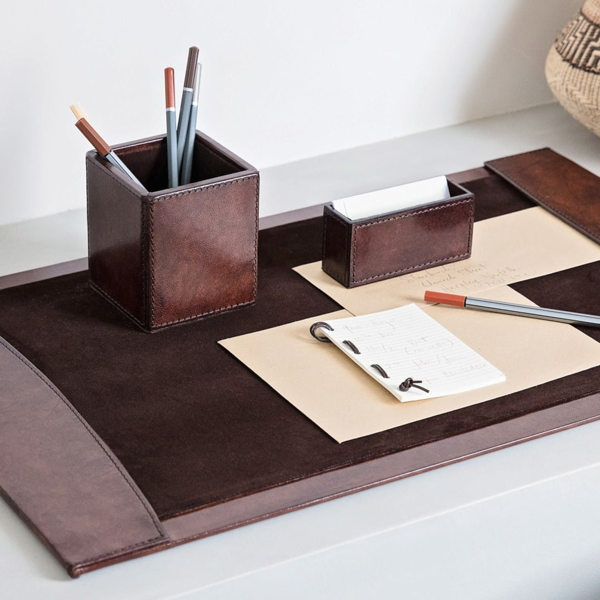Leather Desk Set, Suffolk - Brown
