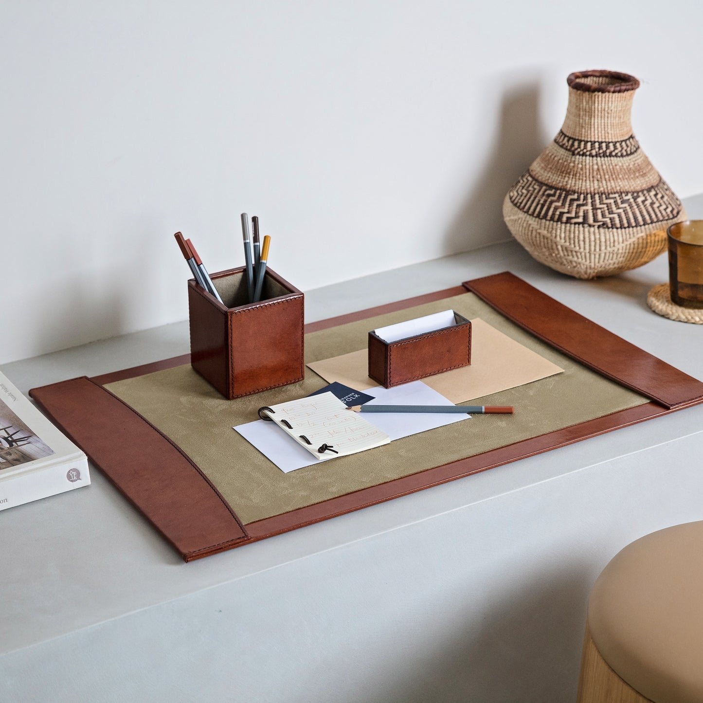 Leather Desk Set, Suffolk - Tan