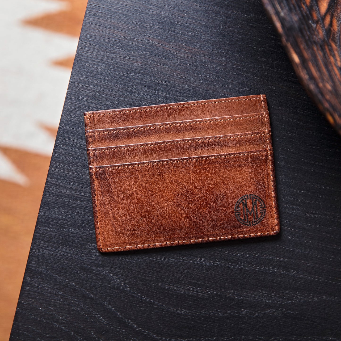Monogram Leather Credit Card Holder