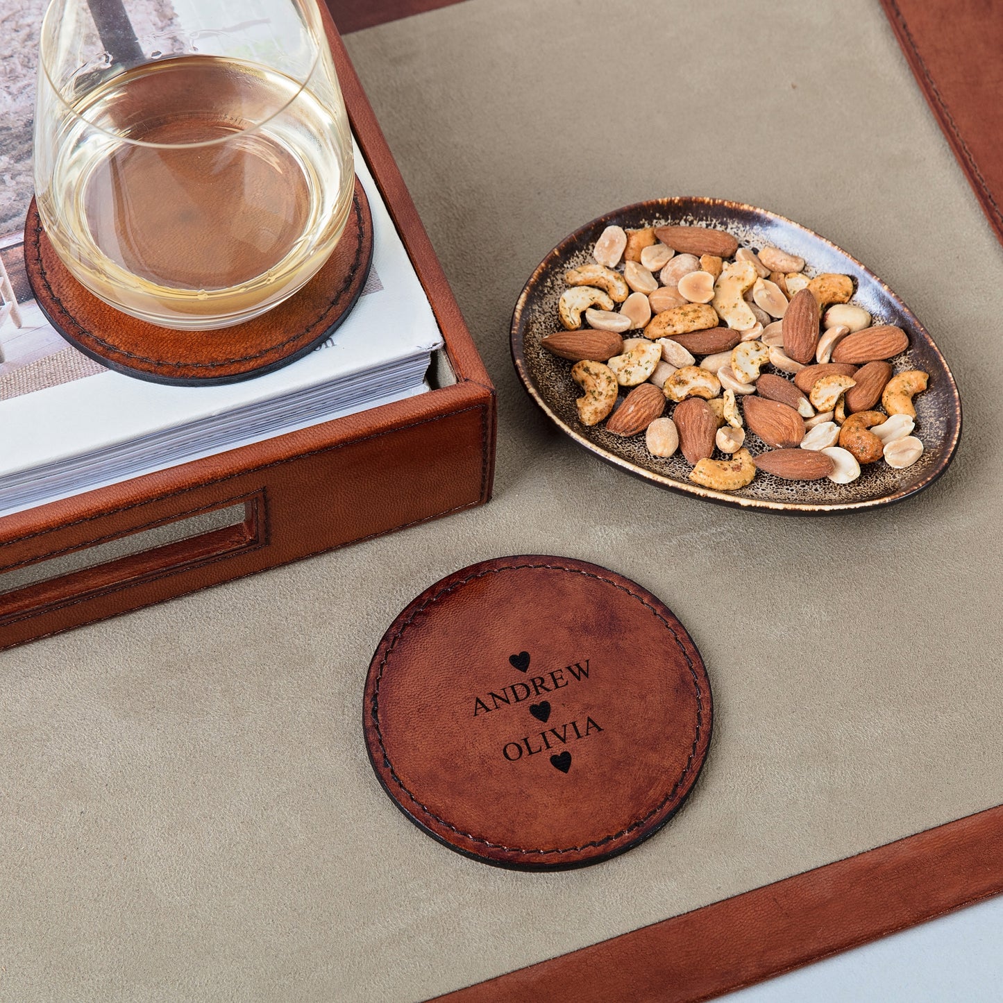 Leather Coaster - Leather Anniversary Gift