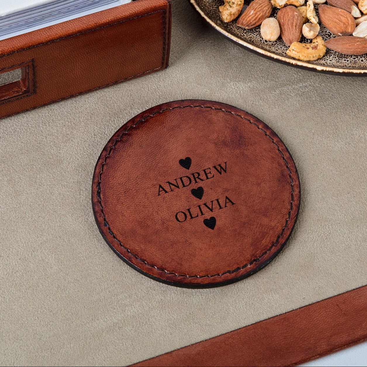 Leather Coaster - Leather Anniversary Gift