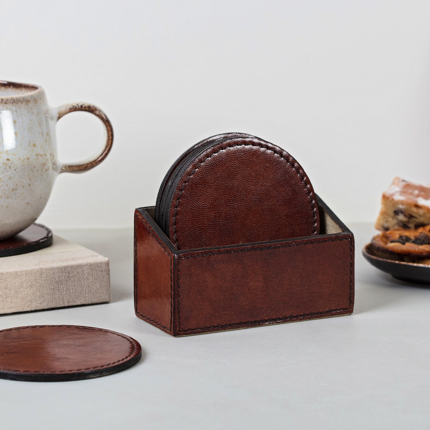 Leather Coasters Set - Round
