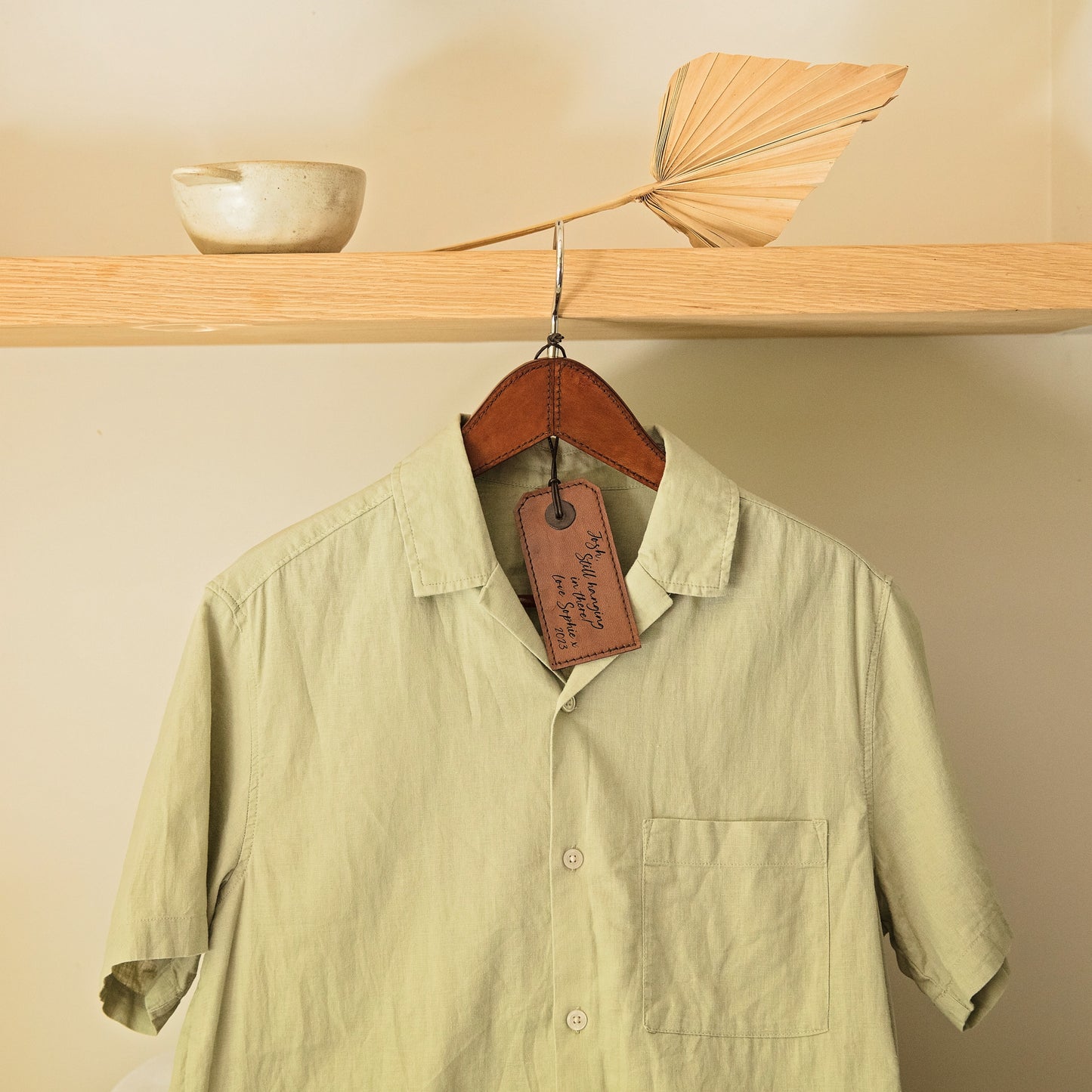 Personalised Leather Coat Hanger For Him