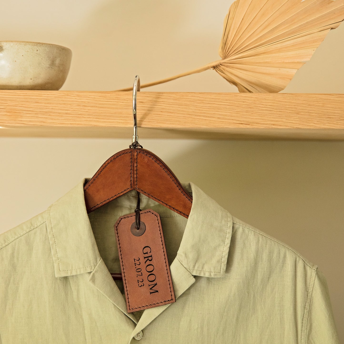 Personalised Leather Coat Hanger For Him