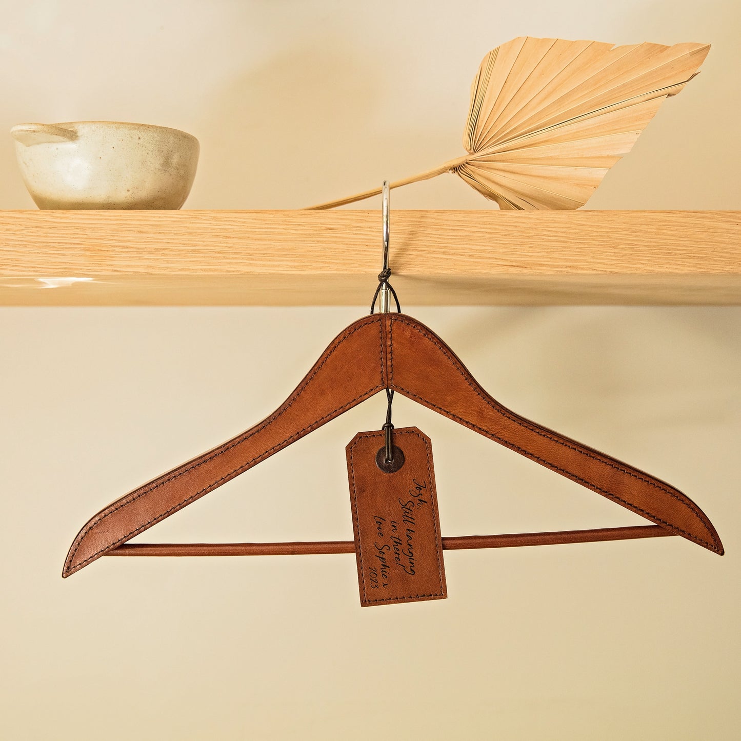 Personalised Leather Coat Hanger For Him