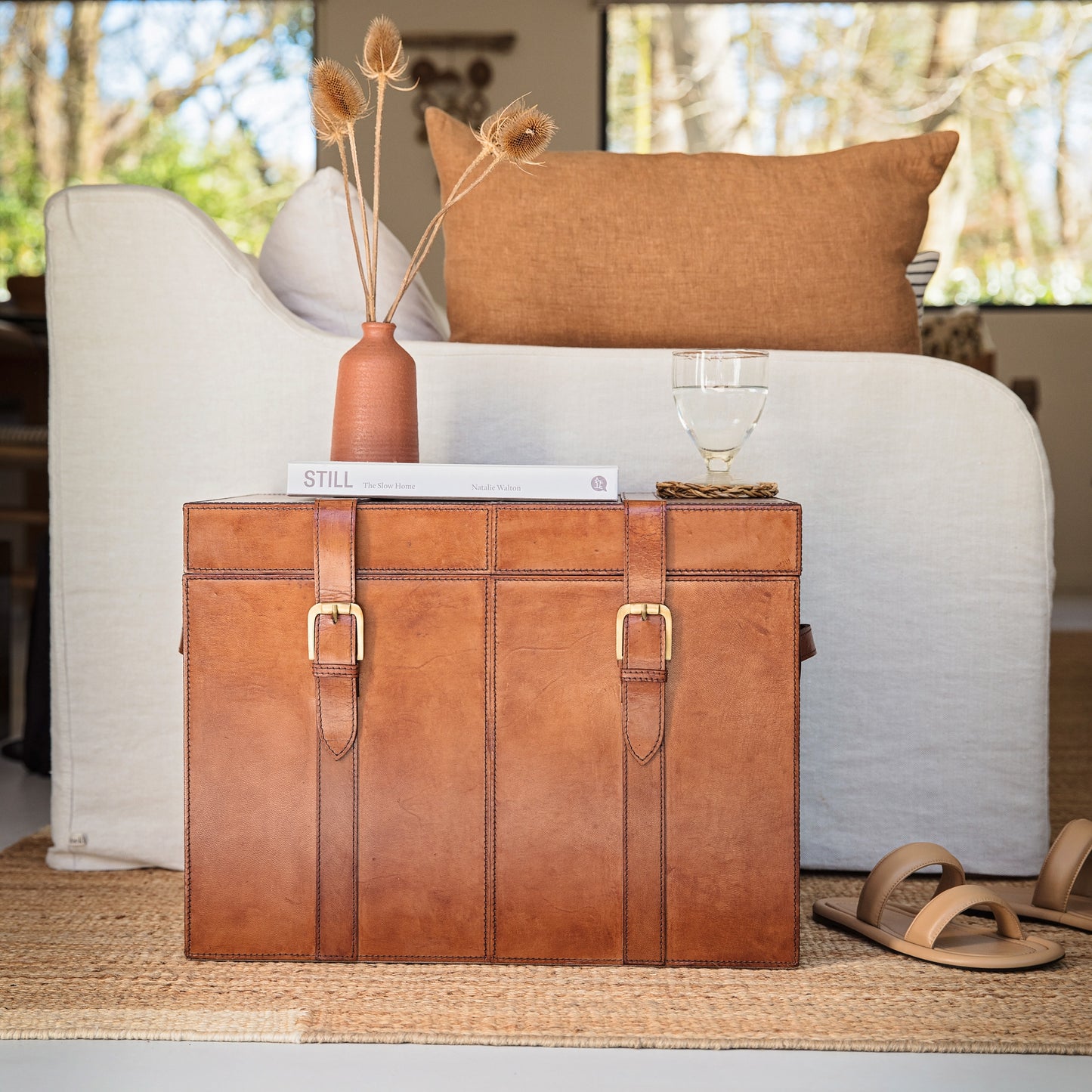 Leather Storage Trunk Coffee Table - 2 colours