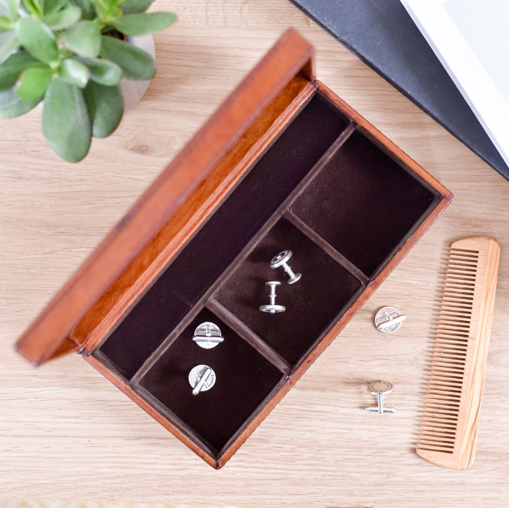 Leather Cufflink Box - Classic