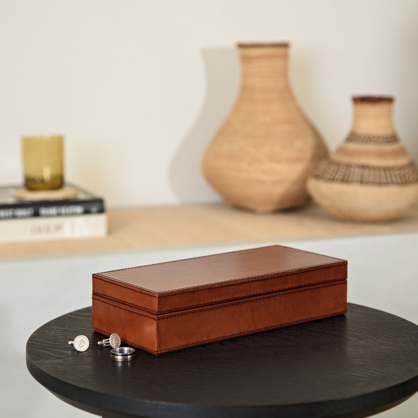 Leather Cufflink Box - Classic