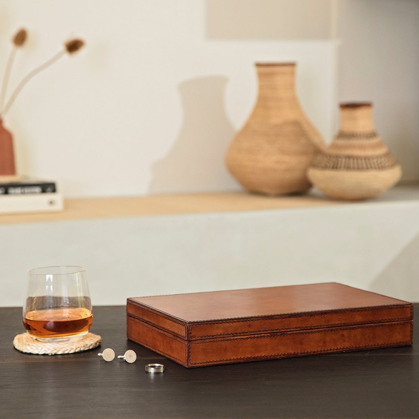 Leather Cufflink Box - Large