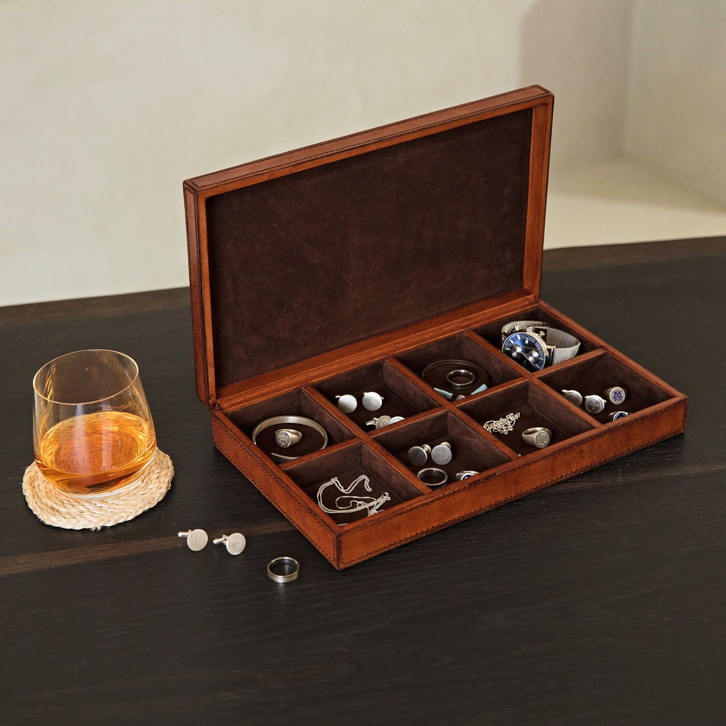 Leather Cufflink Box - Large