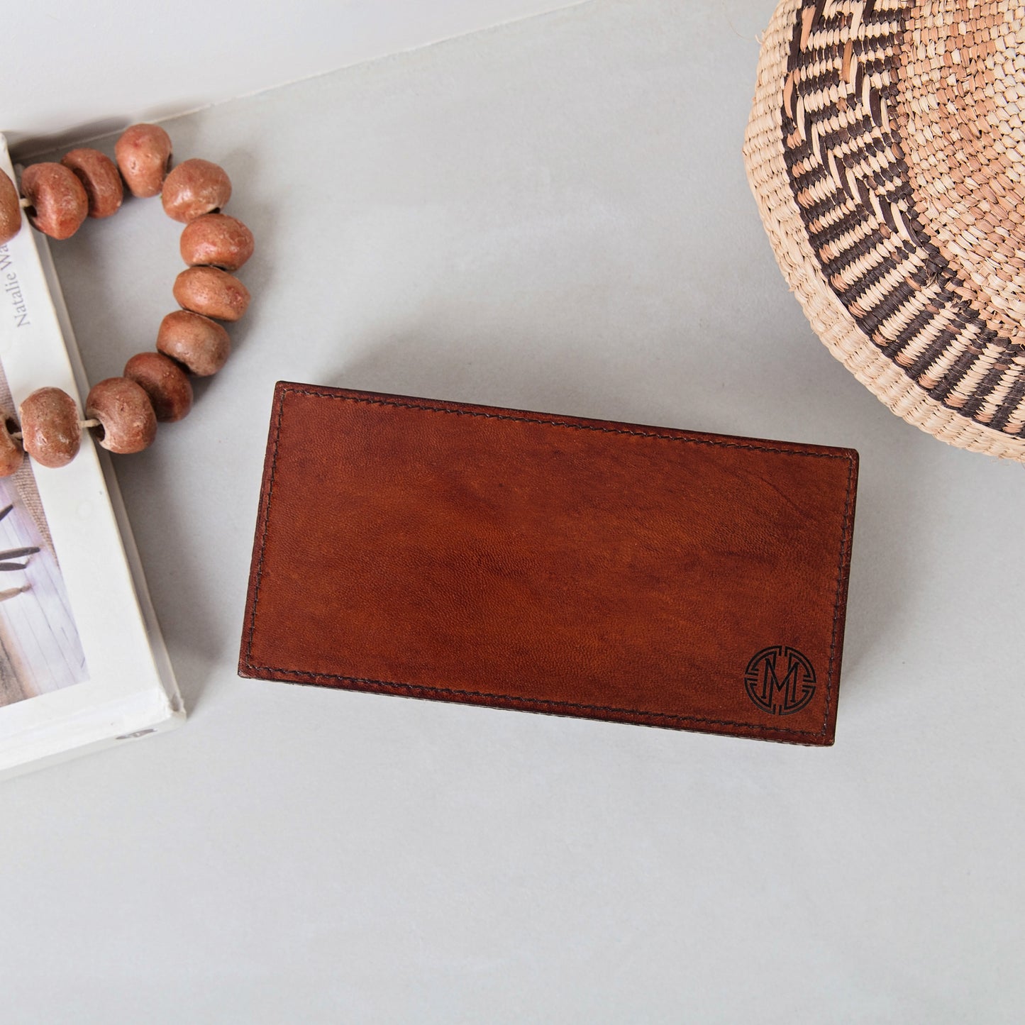 Monogram Leather Cufflink Box