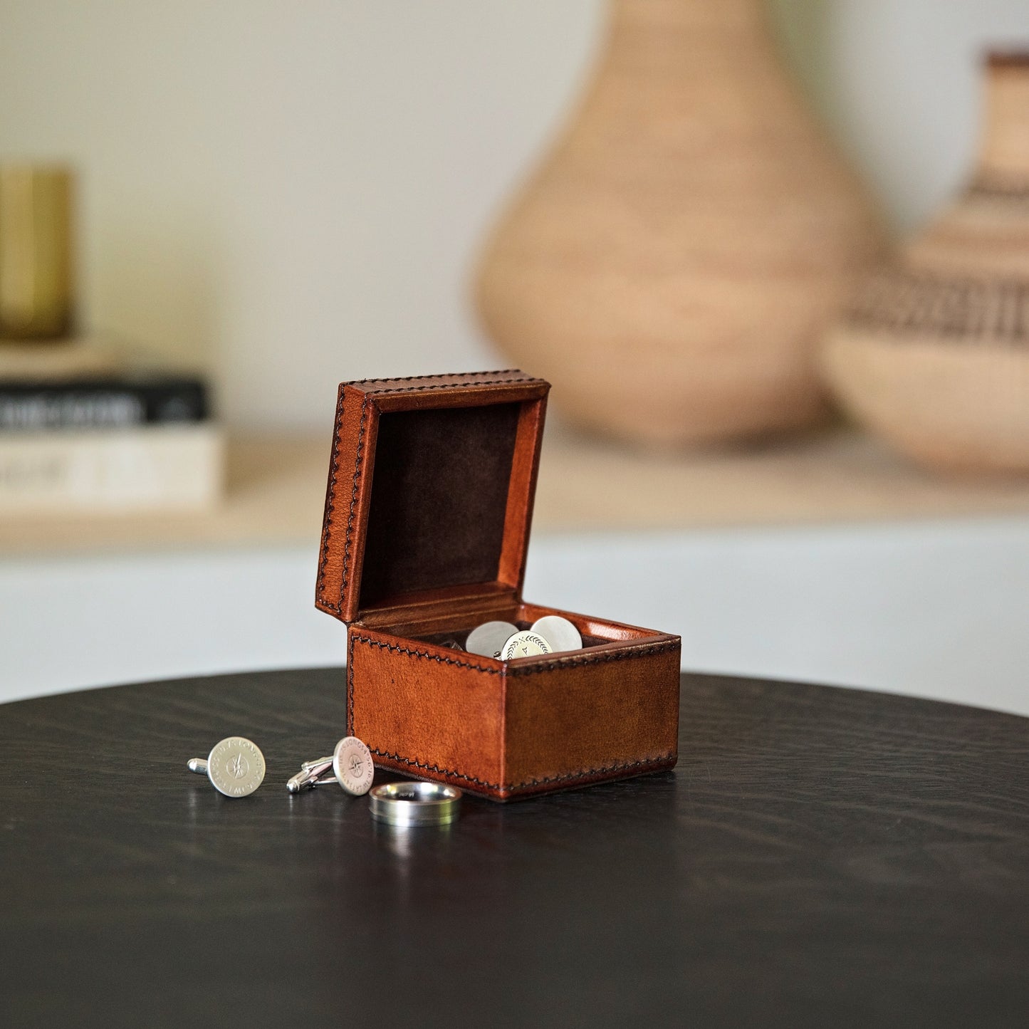 Leather Cufflink Boxes - Pair