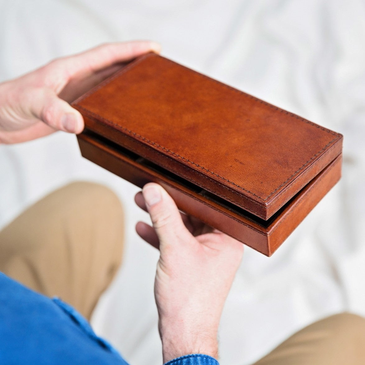 Leather Cufflink Box - Classic