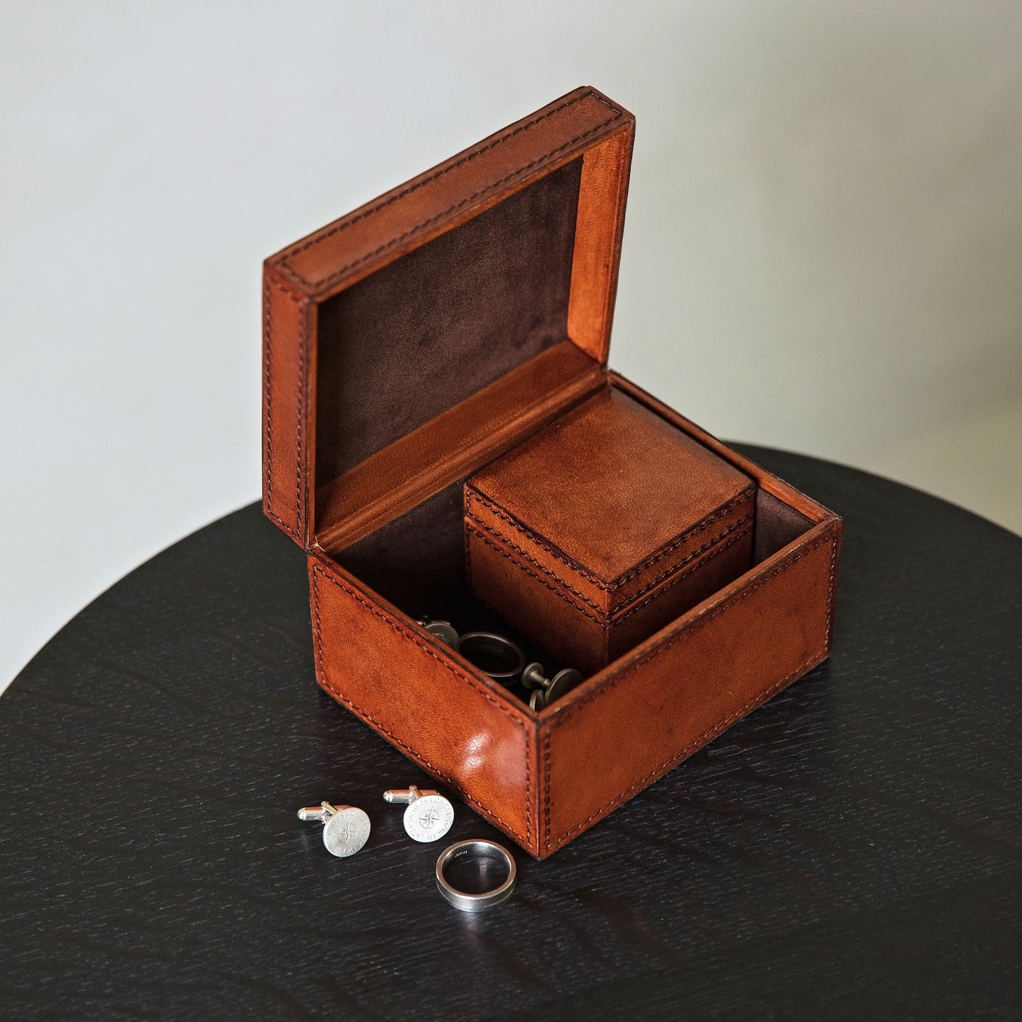 Leather Cufflink Boxes - Pair