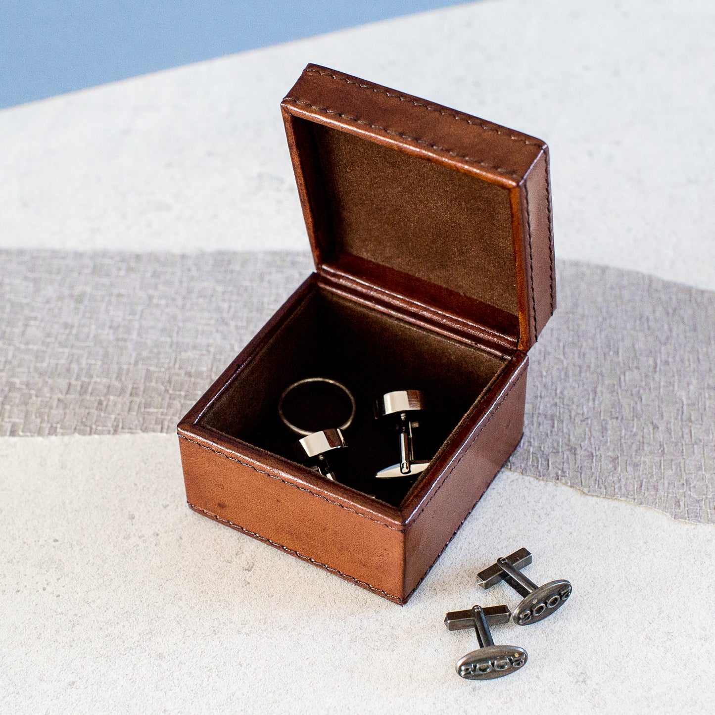 Leather Cufflink Box - Small