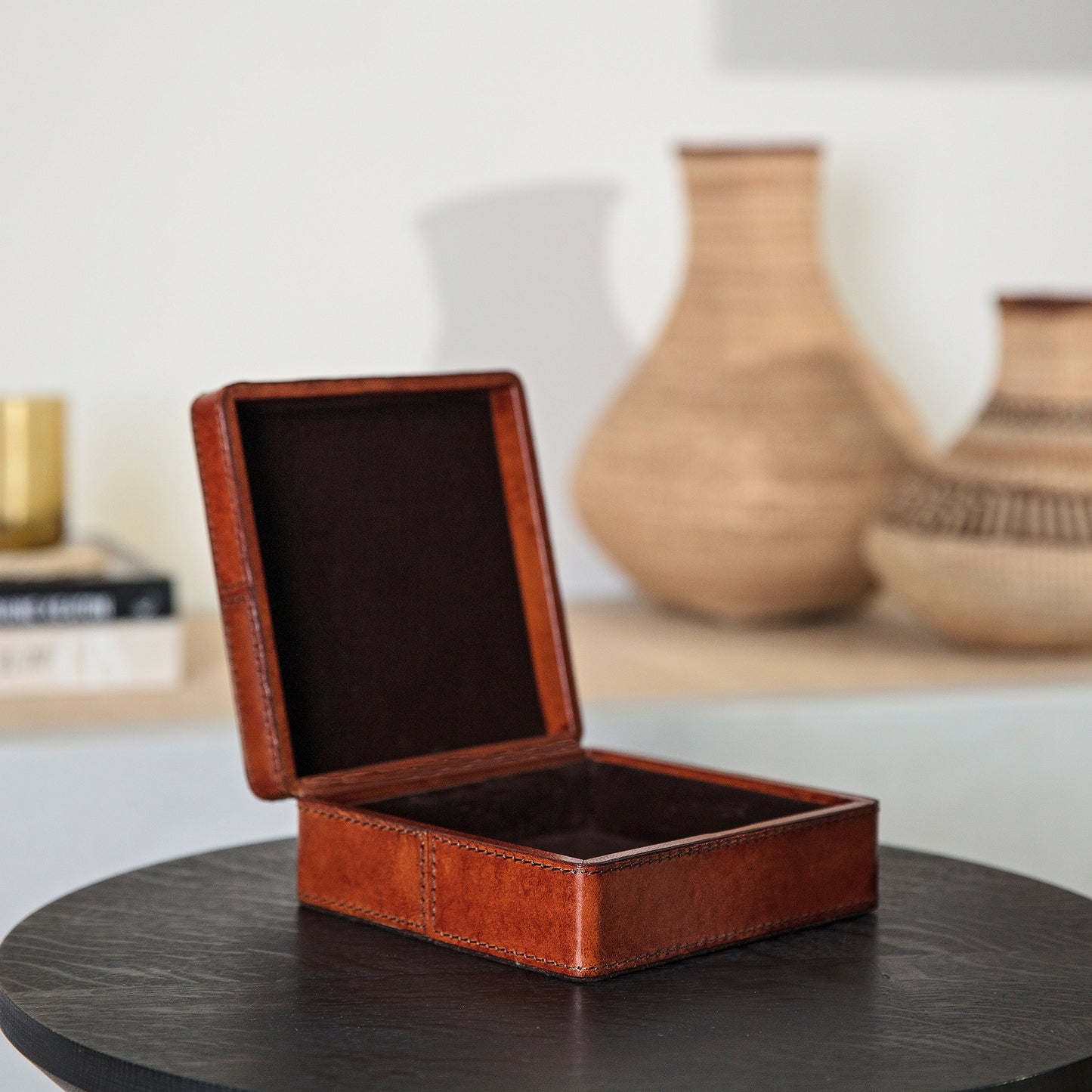 Leather Cufflink Box - Square