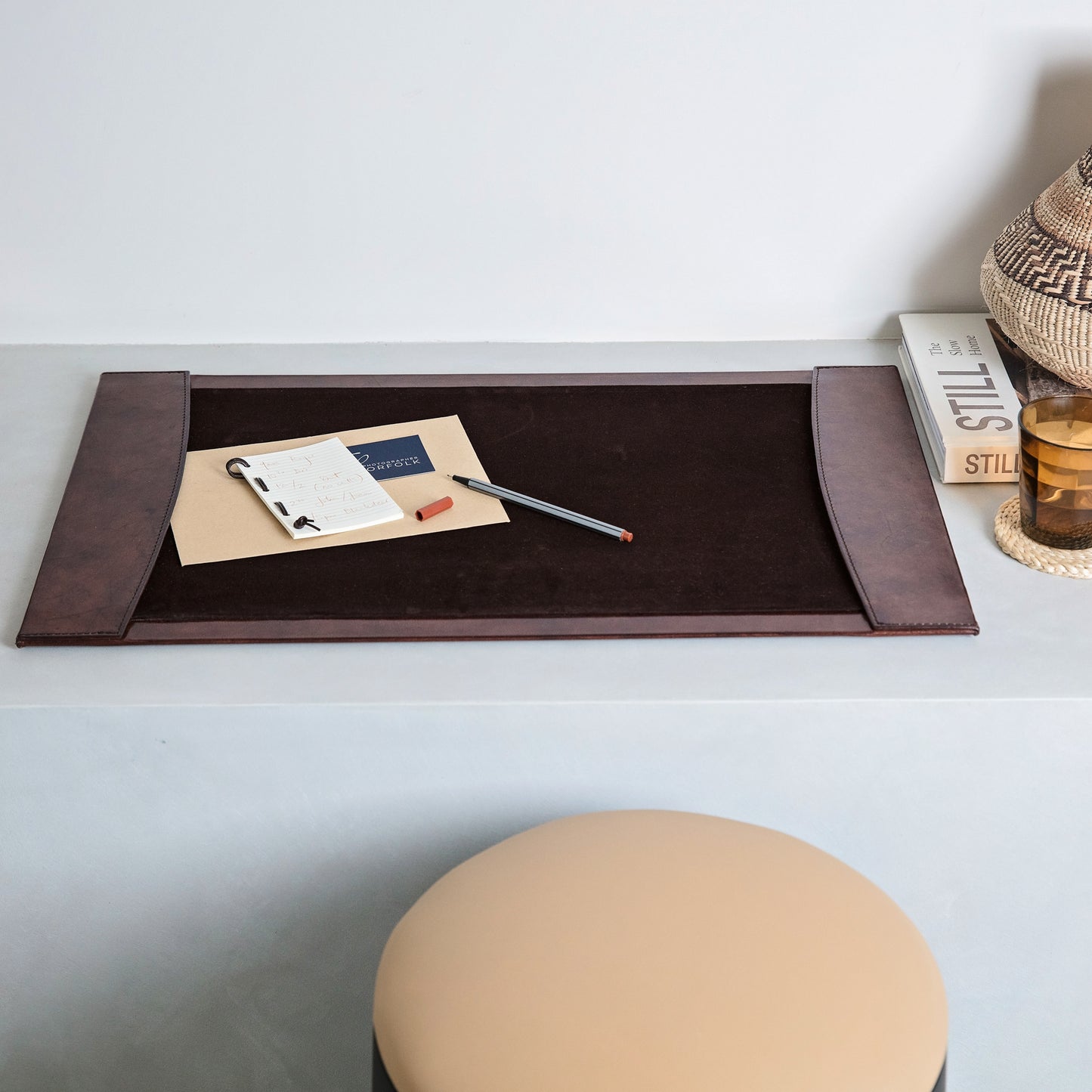 Leather Desk Blotter - Brown