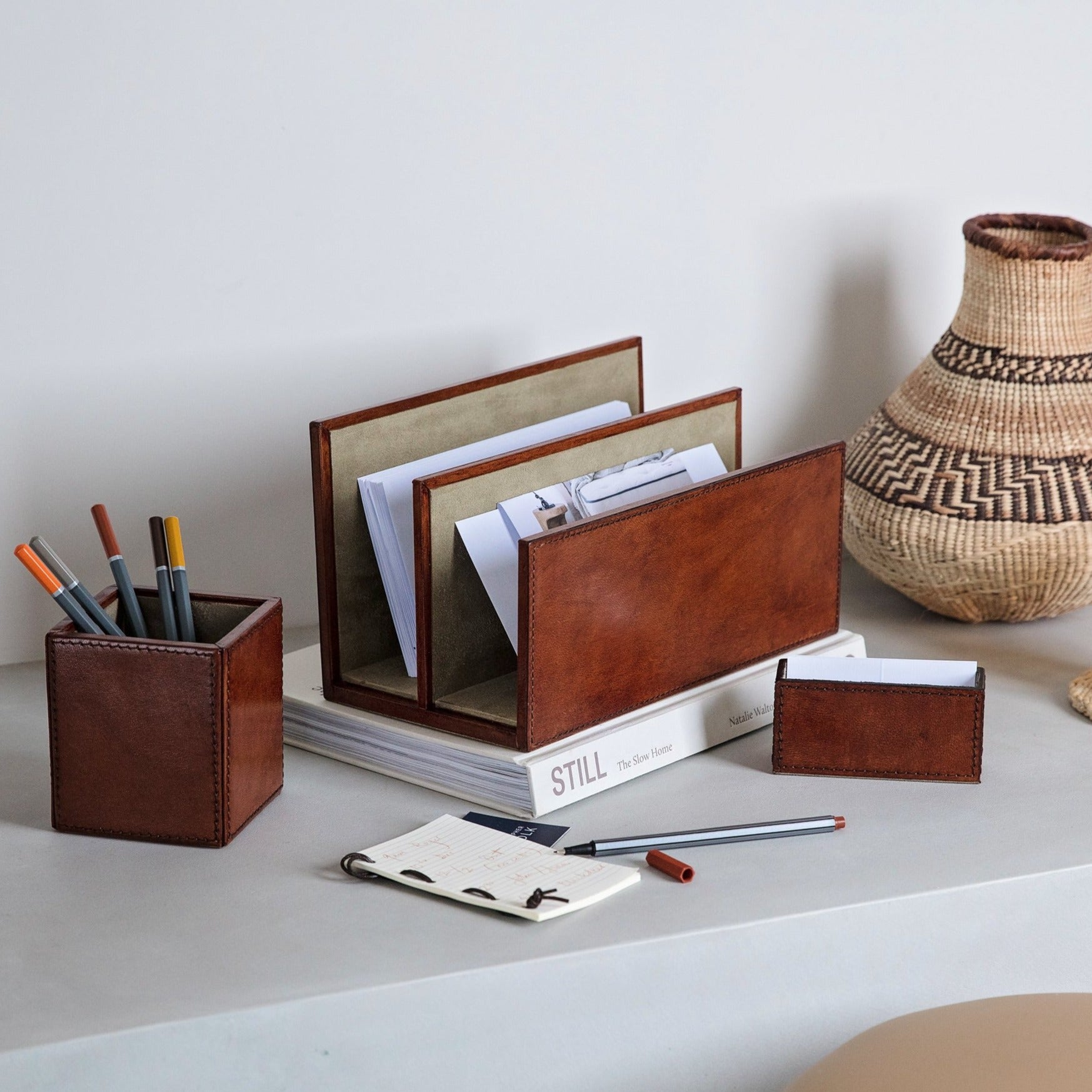 Leather Desk Set Oxford Tan
