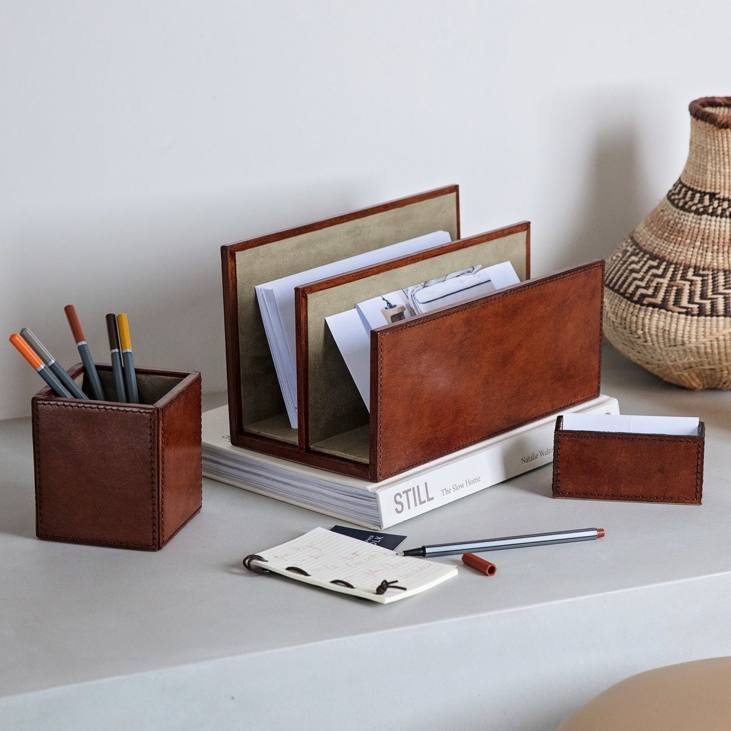 Leather Desk Set, Oxford - Tan
