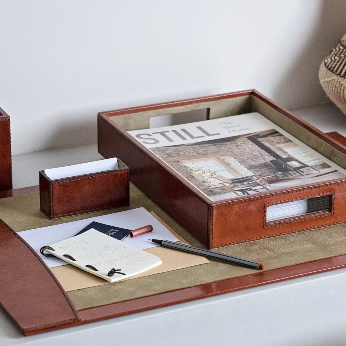 Leather Desk Tray - Tan