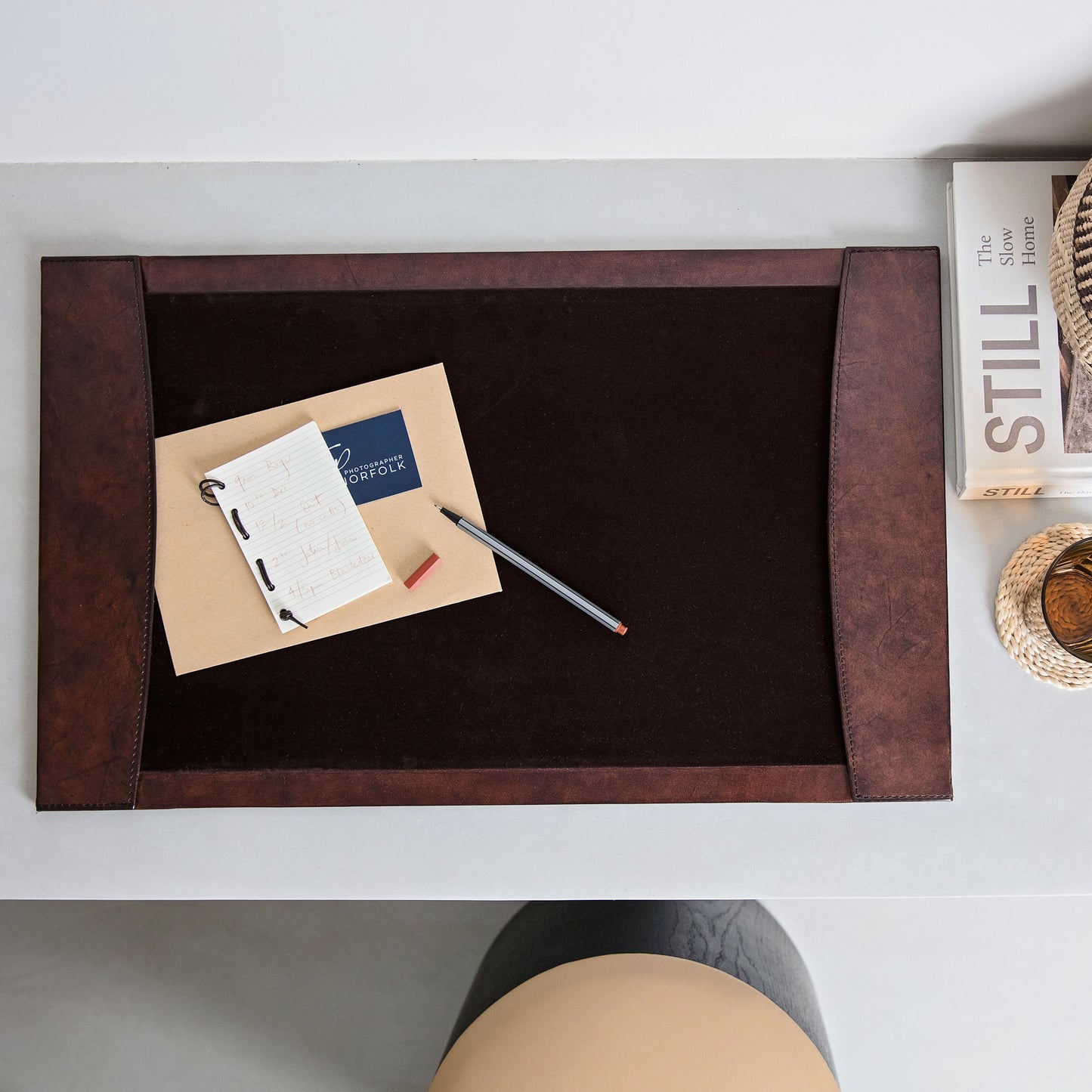 Leather Desk Blotter - Brown