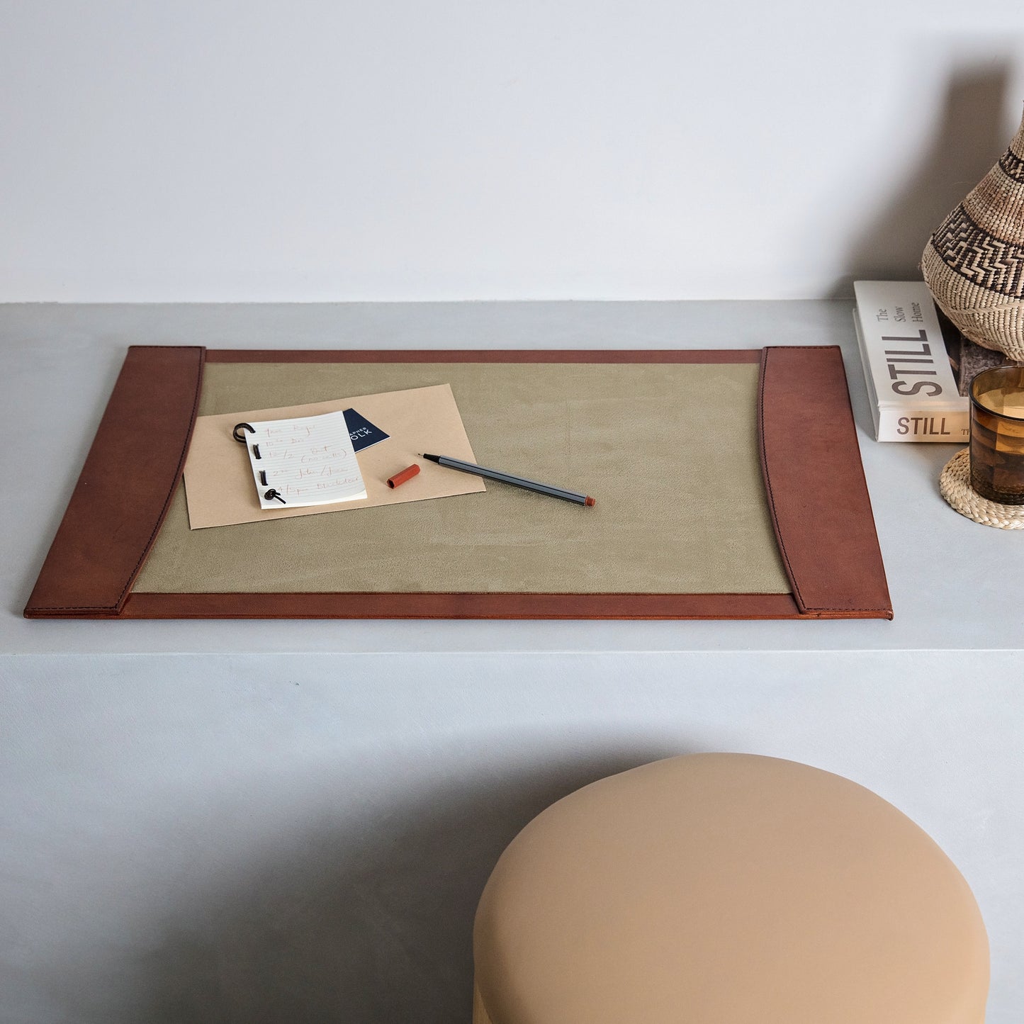 Leather Desk Blotter - Tan