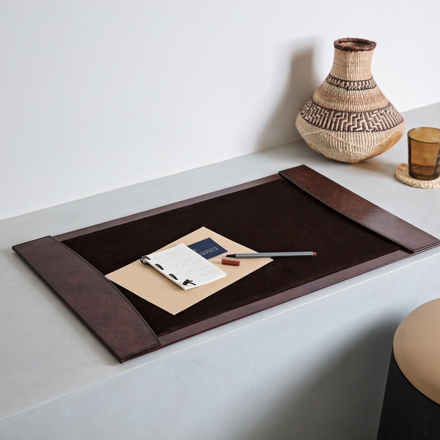Leather Desk Blotter - Brown