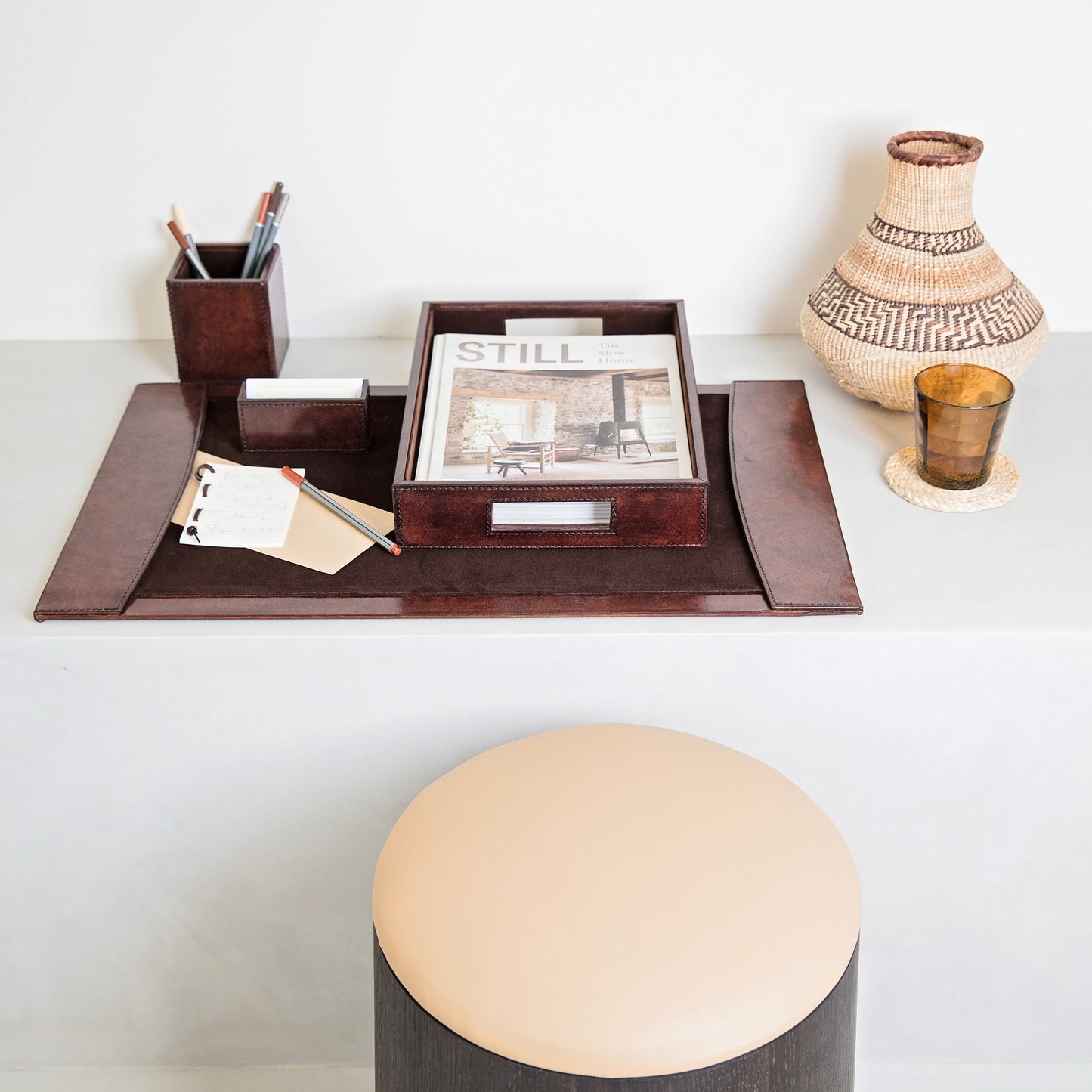 Leather Desk Blotter - Brown