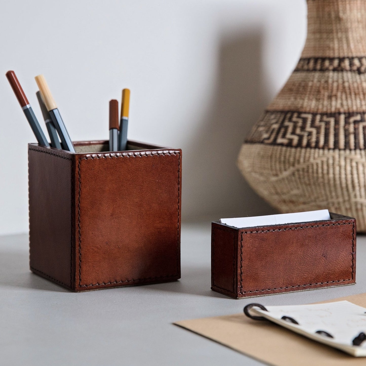 Monogram Leather Desk Set