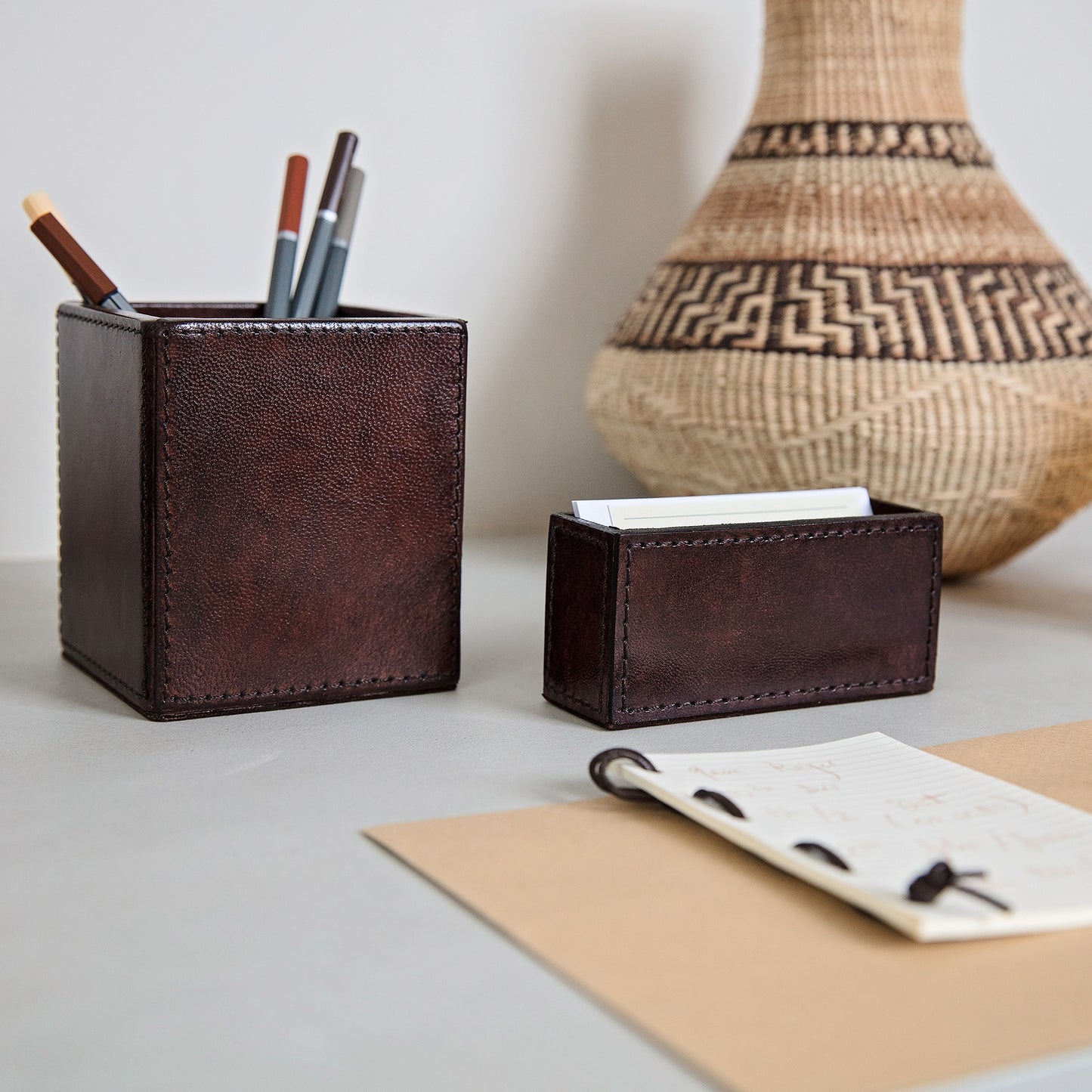 
                  
                    Leather Pen Pot - Brown
                  
                