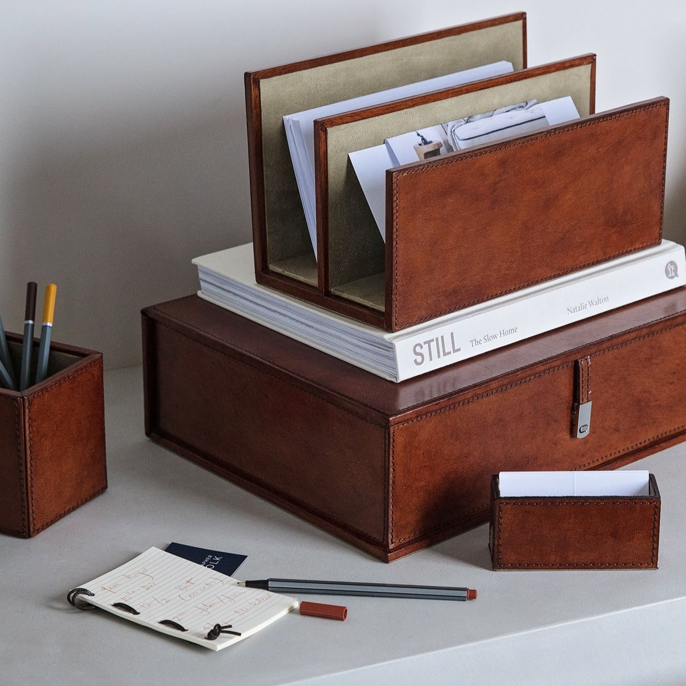 Leather Desk Set, Rutland - Tan