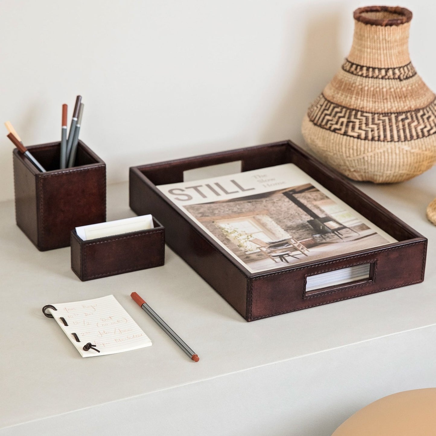 Leather Desk Set, Norfolk - Brown